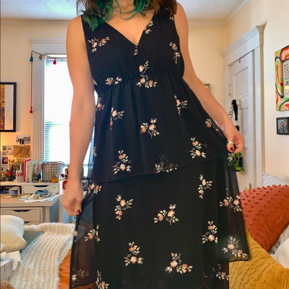black tiered dress